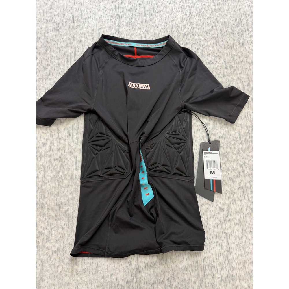 Moolah Kicks Womens Padded Compression Top Black Rib Protection Shirt ‎ M